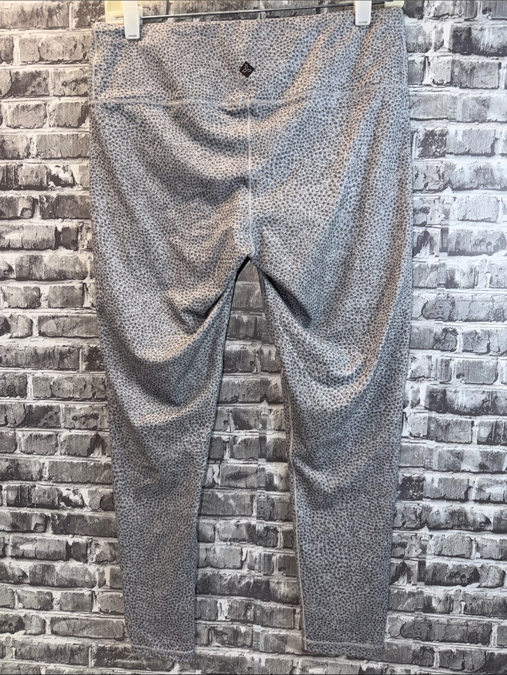 Prana Light Gray Performance Leggings with Waist Drawcord